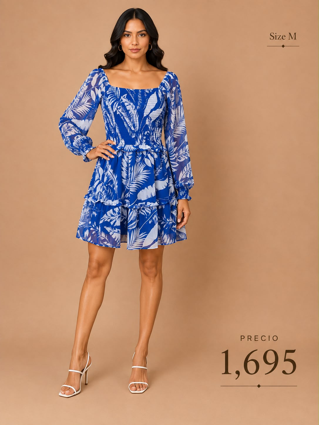 Vestido corto con mangas largas